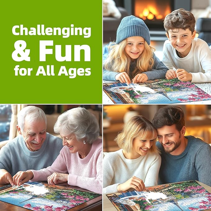 Spring Paris 1000 Piece Puzzles for Adults Clearance, Impossible Challenge Art Jigsaw Puzzle, for Gifts Party Games Family, 27.5" X 19.7" Dust-Free Puzzle