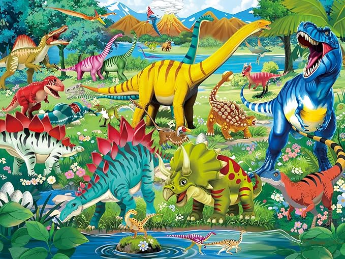 100 Piece Puzzles for Kids Ages 4-6 6-8 8-10, 100 Piece Dinosaur Learning Educational Jigsaw Puzzles, Kids Puzzles Ages 5-8 Gifts for Girls Boys - Every Piece is Unique