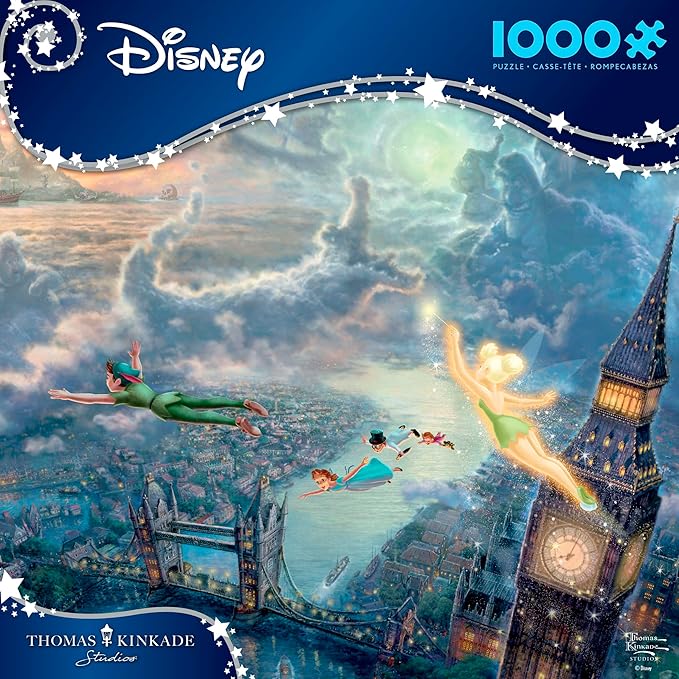 Ceaco Disney - Thomas Kinkade - Peter Pan Fly to Neverland - 1000 Piece Jigsaw Puzzle  Challenging and Colorful Puzzle for Adults – Precision-Cut Pieces, Beautiful Artwork, and Hours of Relaxing Fun