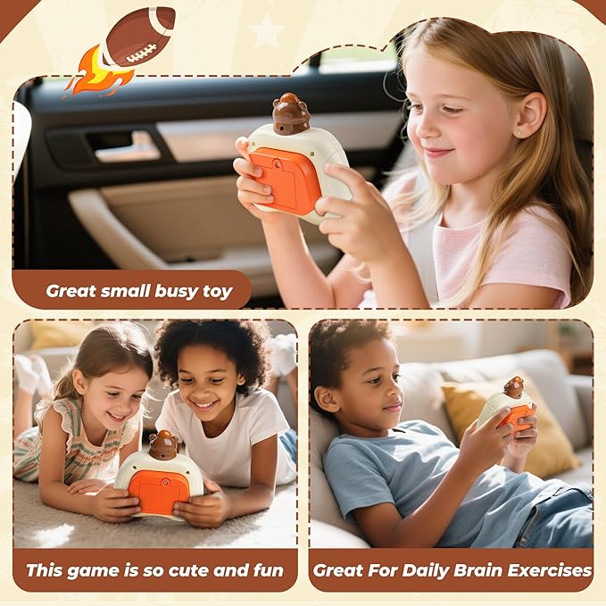 Football Bear Pop Push Game,Fidget Console Toys for Kids Adults,Handheld Puzzle Game Sensory Toys,Pop Bubble Up Toy for Kids, Birthday Gifts for 3-12 Year Old Girls Boys