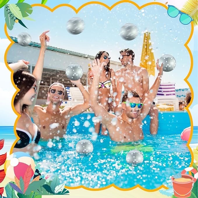 12 Pcs Inflatable Beach Ball Disco Theme Party Decoration Inflatable Disco Ball for Summer Pool Indoor Outdoor Beach Sports Theme Decor Gift