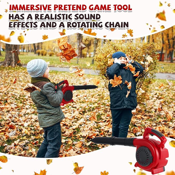 3 Pcs Toy Gardening Tool Set for Kids Toy Leaf Blower Hedge Trimmer Chainsaw Pretend Set with Lights and Sounds Christmas Birthday Gifts for Boys Girls