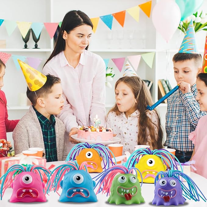 Fun Hair Pulling Fidget Screaming Monster Toys,Screaming Monster Toys, Halloween Christmas for 3 4 5 6 7+ Kids Teen Boys Girls Gifts(6PCS)