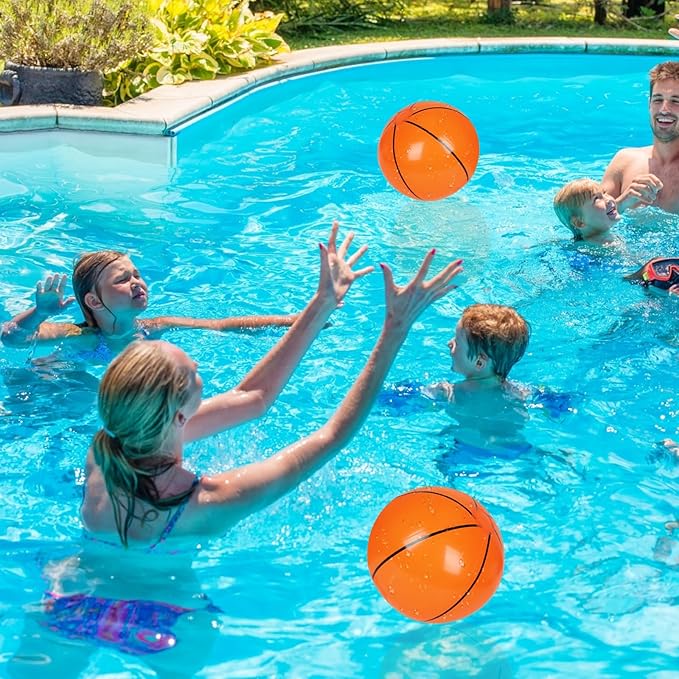 30 Pieces Basketball Beach Balls, 8 Inch Inflatable PVC Blow Up Beach Ball Bulk for Sports Themed Summer Beach Pool Game Water Sand Basketballs March Madness Decorations Birthday Party Favors