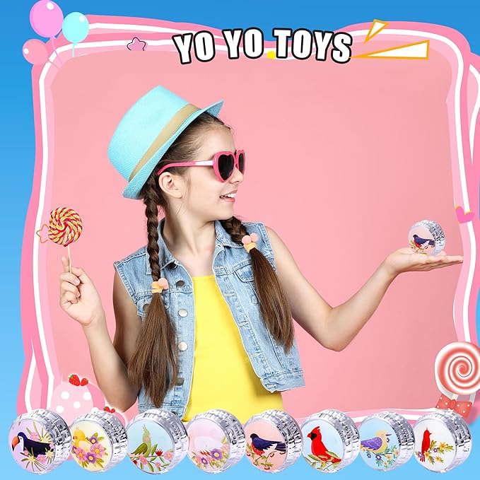 24 Pack Led Light up Yo Yo Bird Flashing Yo-Yos Led Responsive Ball Animal Yoyo for Party Favors Goodie Bag Fillers Classroom Rewards Birthday Outdoor Games Bulk Toys