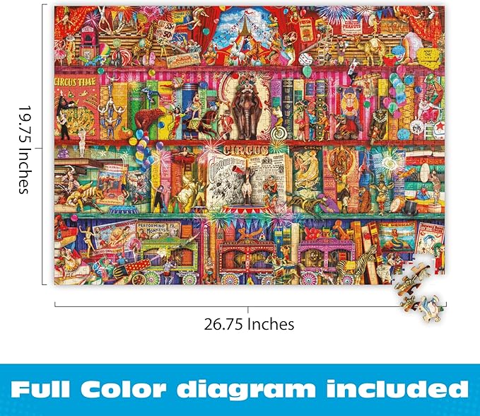 Buffalo Games Aimee Stewart Circus Extravaganza 1000 Piece Jigsaw Puzzle for Adults – Colorful Circus Art, Includes Large Reference Poster