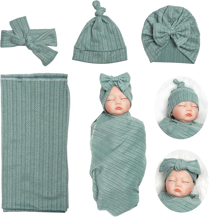 Reborn Baby Dolls Clothes Swaddle Blanket Set High Flexibility Blanket Fit 17-22 Inches Reborn Dolls Girl Fake Baby Clothes Accessories 4 Pieces of Pack