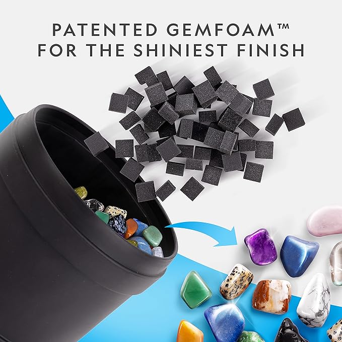 NATIONAL GEOGRAPHIC Professional Rock Tumbler Kit - Complete Rock Tumbler for Adults & Kids with Durable 2 Lb. Barrel, Rocks, Grit, and Patented GemFoam Finishing Foam Polish, Rock Polisher