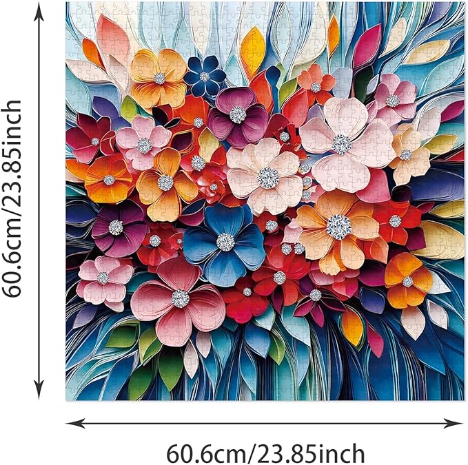 Puzzle for Adults 1024 Pieces, 3D Paper-Fold Crystal Flower Bouquet Jigsaw Puzzle, Challening Impossible Difficult Hard Fun 1024 Pieces Jigsaw Puzzles for Adults