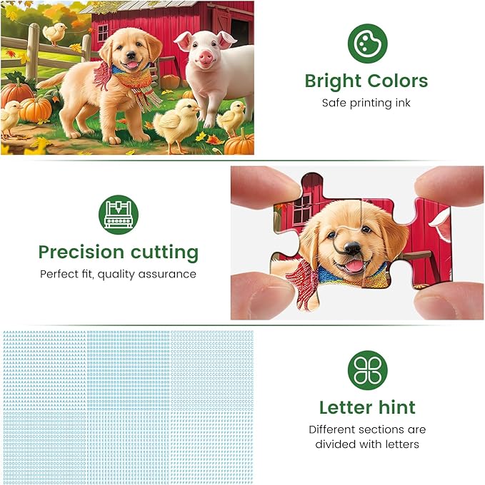 Puzzles for Adults 500 Pieces Jigsaw Puzzle Pig Dog Puzzles for Adults Teens Colorful Animals Puzzle Challenging Puzzle Family Games Precision-Cut Vibrant Imagery, 20.5 x 15 in