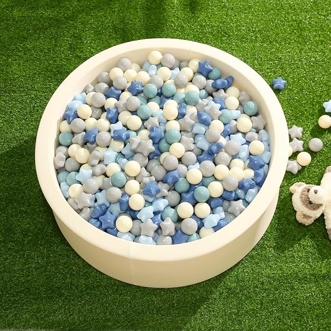 TRENDPLAY Star Ball Pit Balls for Toddlers -50 100 200 Count Star Balls Different Shapes, Non-Toxic Plastic Balls for Safe Play, Boys Girls Festival Party Decoration