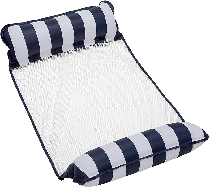 Aqua Original 4-in-1 Monterey Hammock Pool Float & Water Hammock – Multi-Purpose, Inflatable Pool Floats for Adults – Patented Thick, Non-Stick PVC Material – Navy