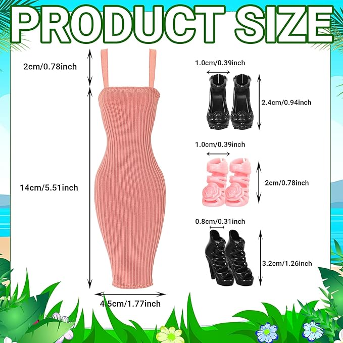 UPINS 8 Pcs Doll Clothes for 11.5 Inch Doll - Summer Dress, Shoes & Regular Outfit - Girl Birthday Gift