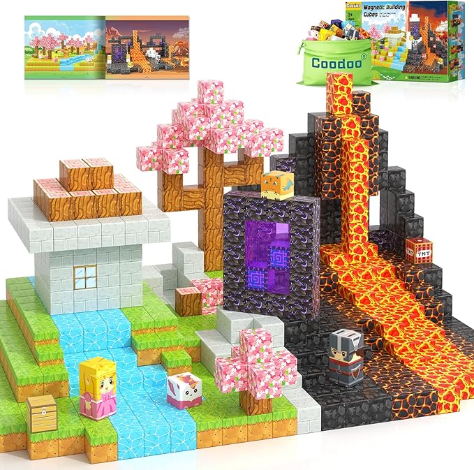 Magnetic Blocks - Build Mine Magnet World Magic Portal Set, Magnetic Tiles Building Blocks Toddler Toy STEM Sensory Outdoor Toys for 3+ Year Old Boys & Girls, Creative Kids Games Kids Toys 84PCS