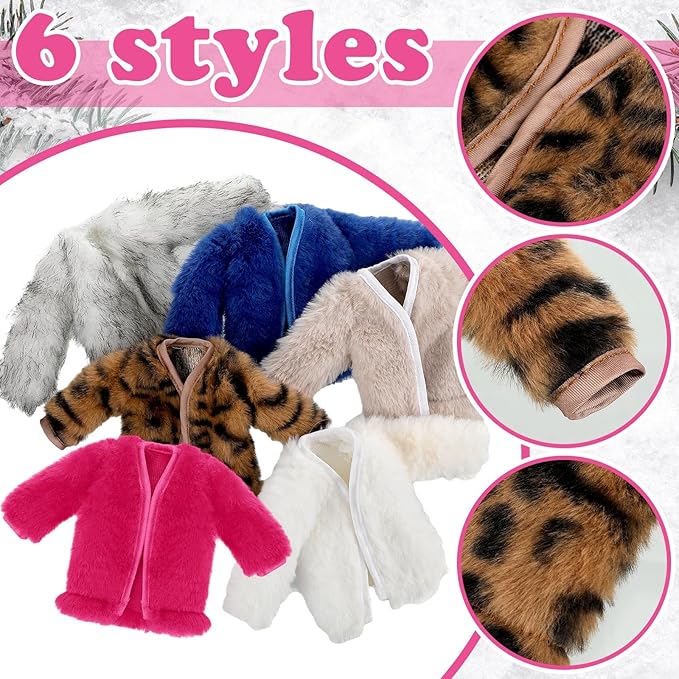 Bencailor 6 Pcs Doll Clothes for 11.8 Inch Doll Clothing Outfit Accessories Winter Coat Tops Swimwear T Shirt Dress Outfit Birthday Gift(Stylish Style,Vivid Color)