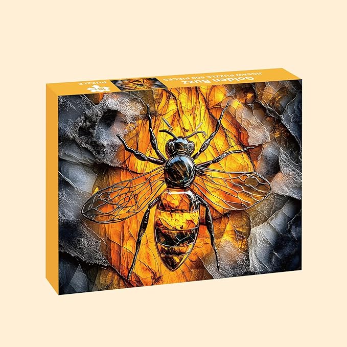 500 Piece Puzzles for Adults, Bee Jigsaw Puzzles 500 Pieces - Golden Buzz, Impossible Puzzle for Home Decor for Wall Decor, Finished Size 20.47 * 14.96”, with 1:1 Poster, Letter on The Back