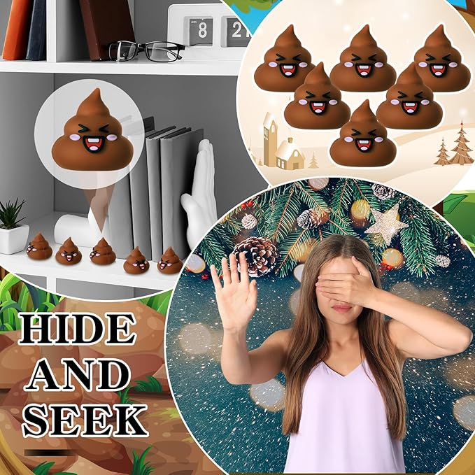 30 Pcs Tiny Poop Figurine Mini Expression Poo Statue Small Fake Poo Figures Poop for Gift Bag and Halloween Egg Fillers Hide and Seek Props Party Supplies Gifts (Brown)