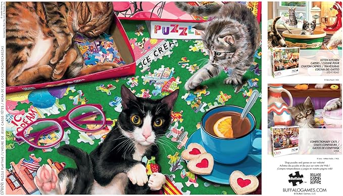 Buffalo Games – 750 Piece Cats Playtime Colorful Puzzle for Adults – Precision-Cut Pieces, Beautiful Artwork, and Hours of Relaxing Fun
