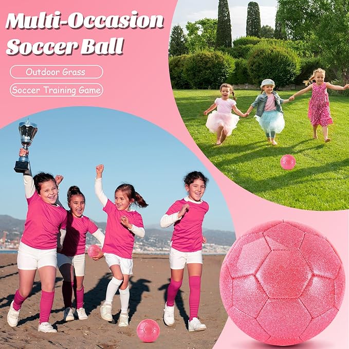 DLUGOPIS Sparkling Pink Toddler Soccer Ball - Mini, Age 3-8, Indoor/Outdoor, Small Size for Boys & Girls (Sparkling Pink, 1)