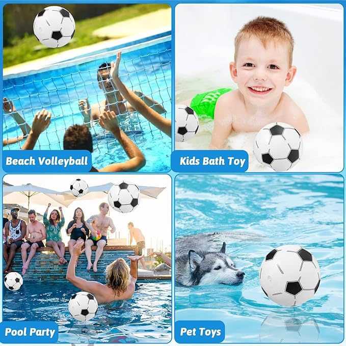 WELLVO 24 Pack 12" Inflatable Soccer Beach Balls - Bulk Kids Party Favors & Outdoor & Pool Toys