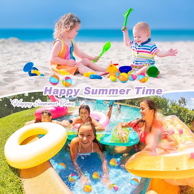 Jerify 48pcs Mini Beach Stress Balls 2.5 Inch PU Foam Relief Stress Squeeze Ball Beach Party Favors Small Summer Pool Relief Toys for Kids Birthday Hawaiian Luau Party Pool Water Games(Stylish Color)