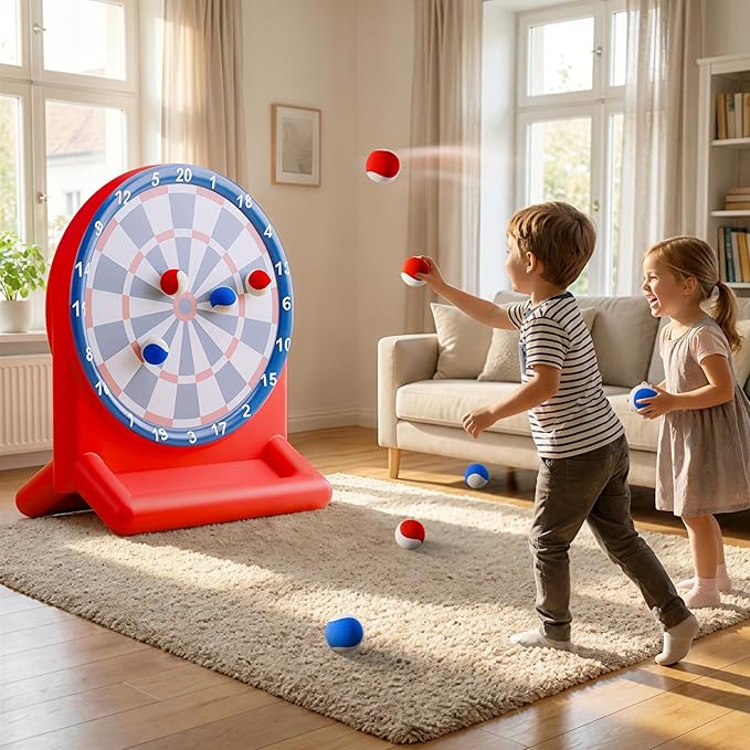 Funscape Kids Fun Pool Toys, Inflatable Dart Board Toss Water Game, Swimming Pool Floats, Beach Yard Outdoor Ball Play, Summer Party Birthday Gift 3 4 5 6 7 8 9 12 Yrs Boys Girls Teen Adult Family-Red