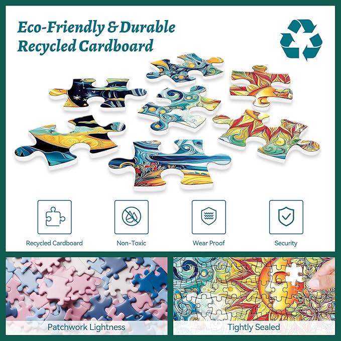 300 Piece Puzzles for Adults, 300 Piece Puzzles for Adults Large Piece, Fantasy Sun Moon Jigsaw Puzzle, Funny Gift for Adult Kids, Challenging Puzzle Perfect for Game Nights, 20.5 X 15 in