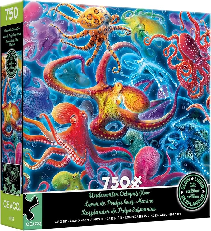 Ceaco - Glow in The Dark - Underwater Octopus - 750 Piece Jigsaw Puzzle