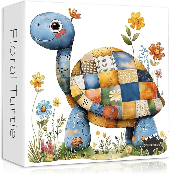 Sea Turtle Puzzles for Adults 1000 Pieces, Nature Cute Animal Jigsaw Puzzles Plant Flower, Patchwork Art Floral Challenge Puzzle for Adults