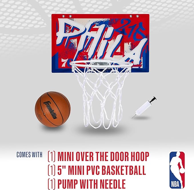 Franklin Sports NBA Team Over the Door Basketball Hoops - Kids Indoor Mini Basketball Hoop + Ball Set - NBA Fan Mini Hoops