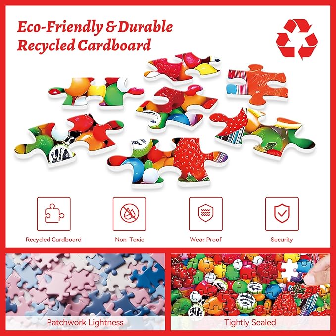 300 Piece Puzzles for Adults, 300 Piece Puzzles for Adults Elderly Large Piece, Fruit Candy Jigsaw Puzzle Funny Gift for Adult Kids Senior Challenging Family Games Toy, 20.5 X 15 in