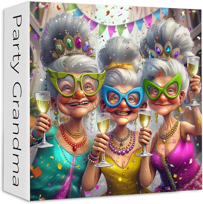 PICKFORU Party Grandma Puzzles for Adults 1000 Pieces, Funny Cute Grandma Jigsaw Puzzles, Happy Puzzle Theme as Home Decor