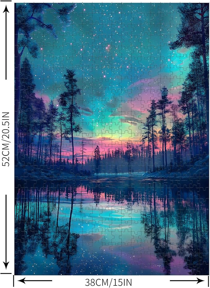 Puzzles for Adults 500 Pieces, Northern Lights Jigsaw Puzzles - Aurora's Mirror, Impossible Landscape Puzzle for Seniors Families,20.47x14.96 inches, 1:1 Poster, Letter on The Back