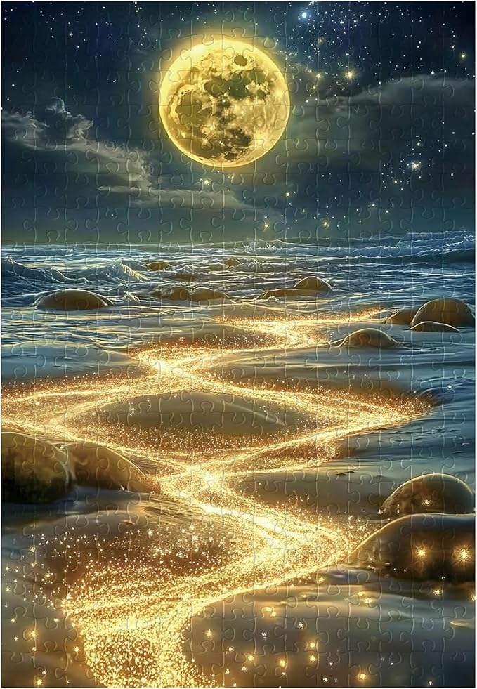 Great Jigsaw Puzzles for Adults 300 Pieces Moon Beach Puzzles for Adults Toys Gift Family Decoration Kids Puzzle