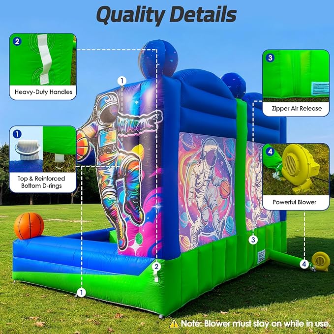Inflatable Basketball Hoop Shot 13×10×10ft, Blow Up Inflatable Basketball Game with Balls, Air Blower, Inflatable Games for Outdoor Parties, Carnival Events, Lawn Games