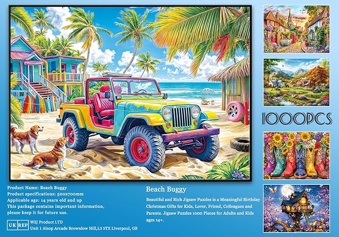 Jigsaw Puzzles for Adults 1000 Piece Puzzle for Adults 1000 Pieces Puzzle 1000 Pieces-Colorful Beach Buggy