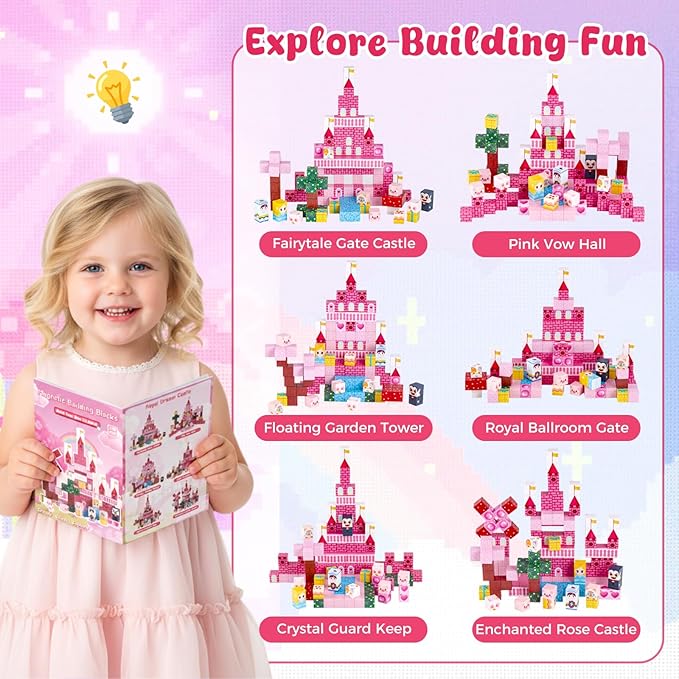 3 otters Magnetic Blocks 150PCS, Princess Castle Magnet Cubes STEM Montessori Building Toys for Girls, Sensory Gifts for Kids Birthday