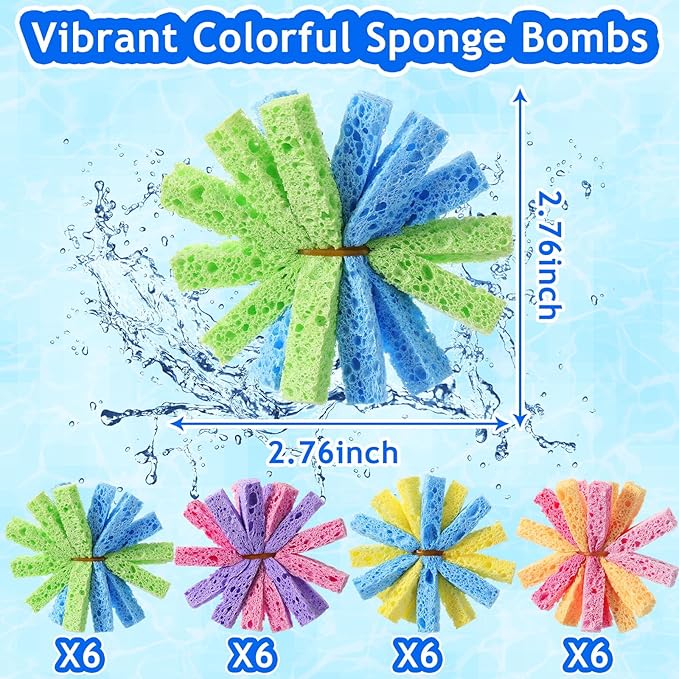 24 Pcs Reusable Water Balls for Outdoor Water Sponges Kids Games Toys Soft Quick Soak Pool Fight Toys for Summer Activities Backyard Trampoline Beach Party (Stylish Color)