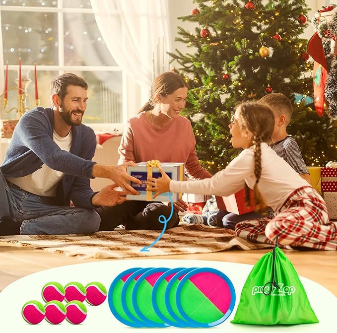 PlayZap Toss and Catch Ball Set - Outdoor Toys for Kids Games - Outside Yard Pool Beach Toys for 3 4 5 6 7 8+ Years Old Boys Girls - Birthday Gift Easter Basket Stuffers