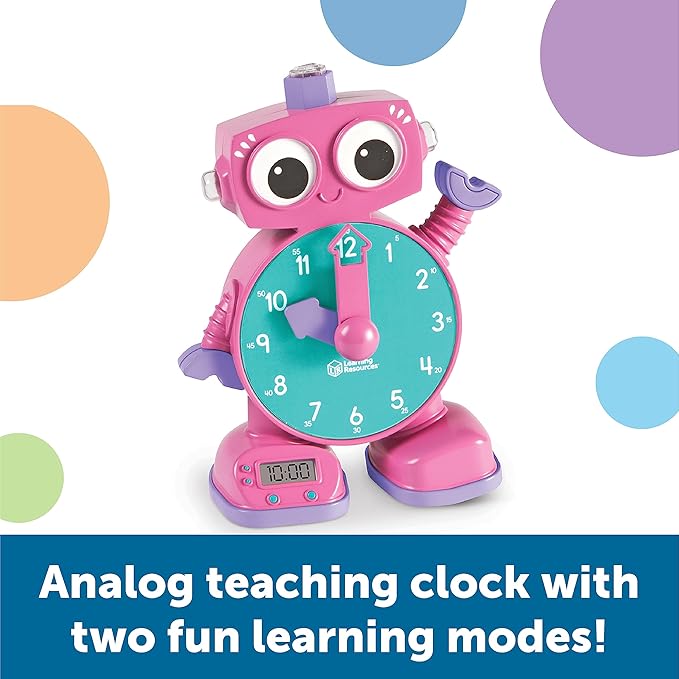 Learning Resources Tock The Learning Clock Pink - Digital Clock for Classroom, Telling Time, Kids Timer, Homeschool Essentials, Montessori, Toddler School Supplies, Gifts for Boys and Girls