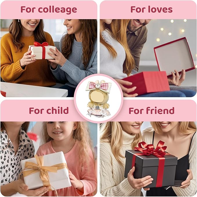 17cm Doll Clothes Set for Labubu – Pink Outfit with Spaghetti Strap Dress & Headband – Designer Clothes for 17cm Sitting or Standing Dolls (No Doll)