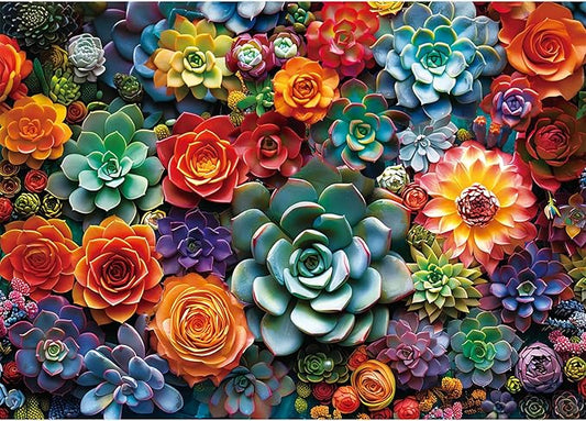 1000 Piece Puzzle for Adults - Colourful Flowers & Succulent Plants Puzzle for Adults Children - Recycled Paper Jigsaw Puzzle 1000 Pieces - Fun and Challenging Family Game Great Gift Idea, 28 * 20 in