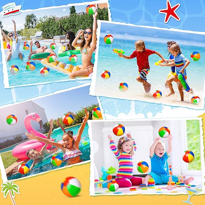 Zhanmai 100 Pack Inflatable Beach Balls 5 Inch Summer Beach Ball Pool Party Toy for Kids and Adults Blow Up for Party Favor Daily Game Toys Birthday Decorations (Rainbow Color)