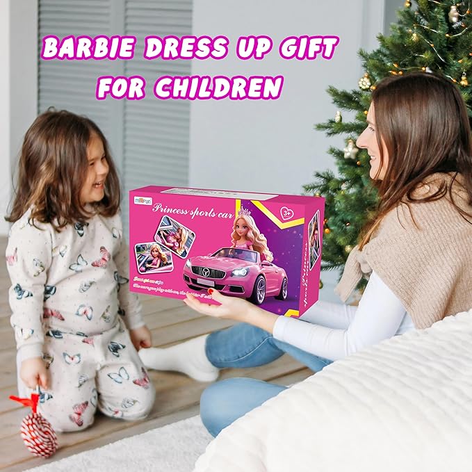 MINIFUN 91 Pcs Doll Convertible Car Set, Doll Clothes and Accessories, Doll Playset Dress up Toys for Girls Kids Toddlers, Gift Toys for Age 3 4 5 6 7 8
