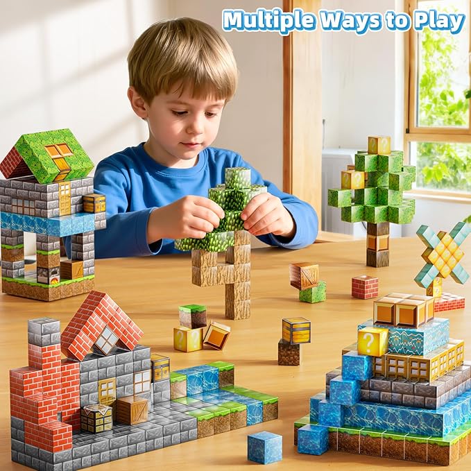 Magnetic Blocks Toys for Kids, 200PCS Magnetic Building Blocks, STEM Montessori Sensory Stacking Toy for Boys Girls Age 3 4 5 6 7 8 9 10, Christmas Birthday Gifts for Boys and Girls Age 3+
