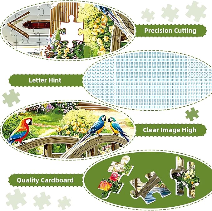 Puzzles for Adults 500 Pieces,Charming Lakeside Church Puzzle for Adults,Beautiful Flower & Parrot Jigsaw Puzzles for Seniors,Puzzles for Family Game Nights & Holiday Party Gifts,20.5x15 in