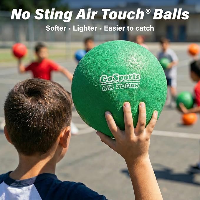GoSports Playground Balls for Kids - Choose 8.5” or 10” Sizes - Heavy Duty Set of 6 with Carry Bag and Ball Pump