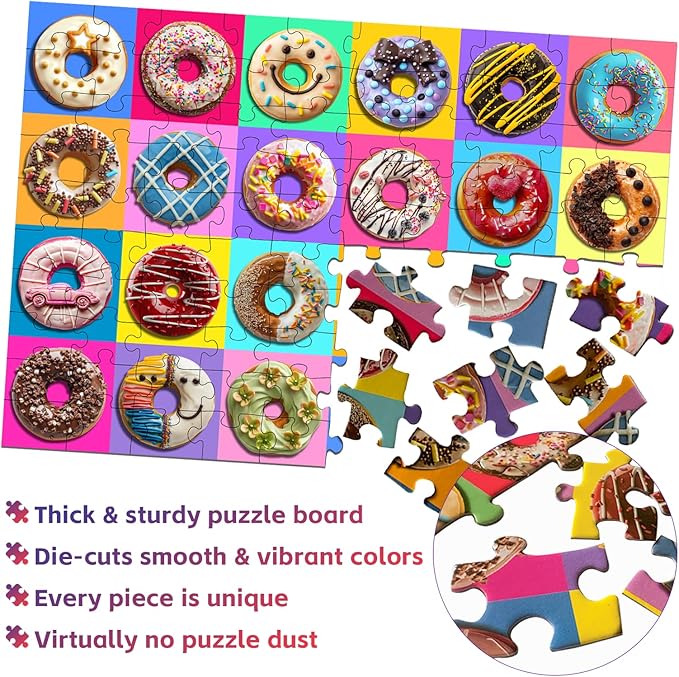 Puzzles for Kids Ages 6-8-10 Boys Girls, Colorful Donuts 100 Piece Puzzle Children Learning Educational Toys Gifts for 8-10 Years Old