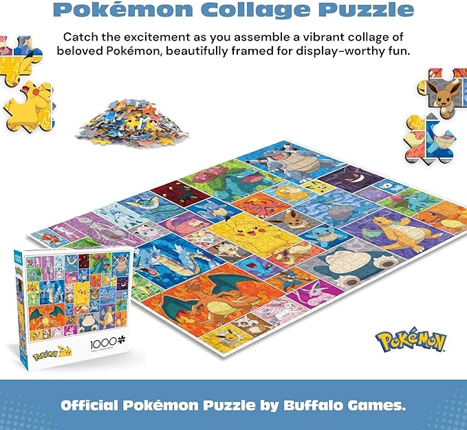 Buffalo Games - Pokemon - Frames - 1000 Piece Jigsaw Puzzle for Adults Challenging Puzzle Perfect for Game Nights - 1000 Piece Finished Size is 26.75 x 19.75, Large