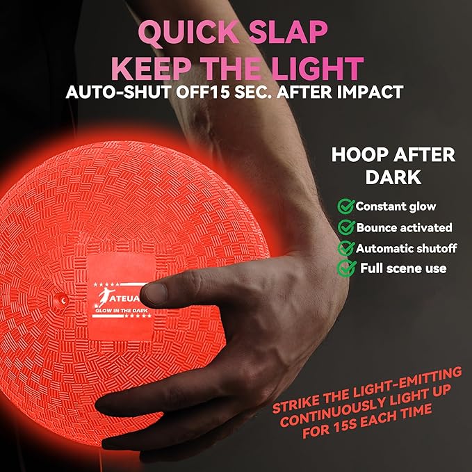8.5 Inch Light up Kickball Set, Dodgeballs 2 Pack, Playground Balls Gift for Kids, Glow Bouncy Balls Includes Pump Storage Bag, Handball for Night, Glow in The Dark Party Supplies